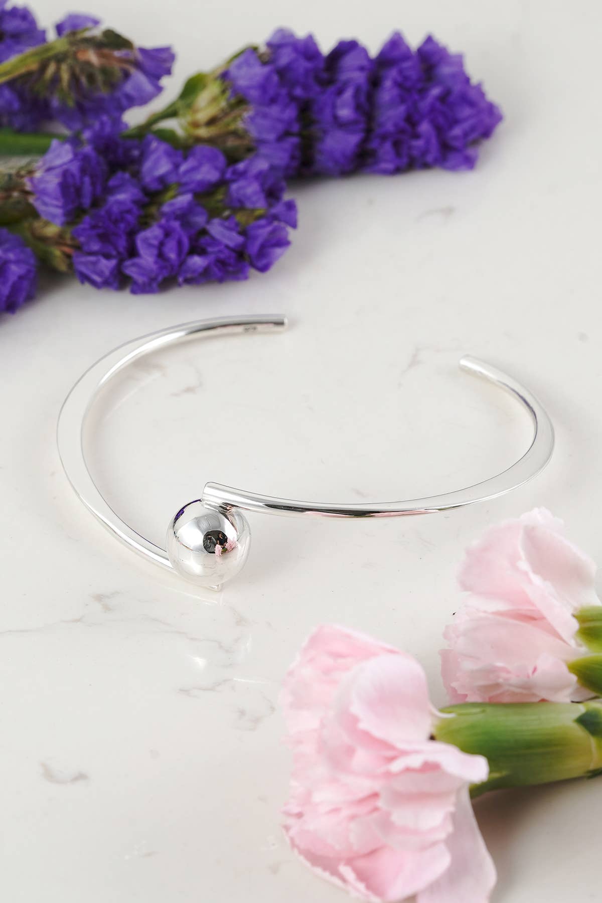 Sterling Silver Infinity Ball Cuff Bracelet - SS