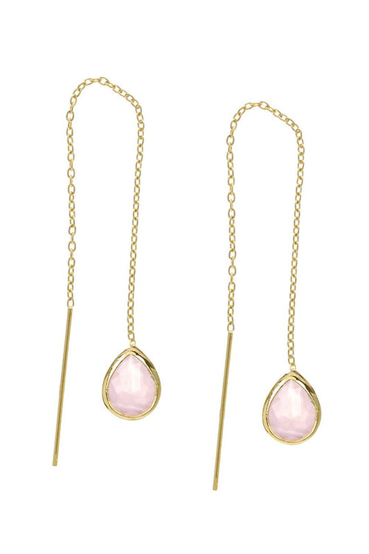14k Vermeil & Rose Crystal Threader Drop Earrings - VM