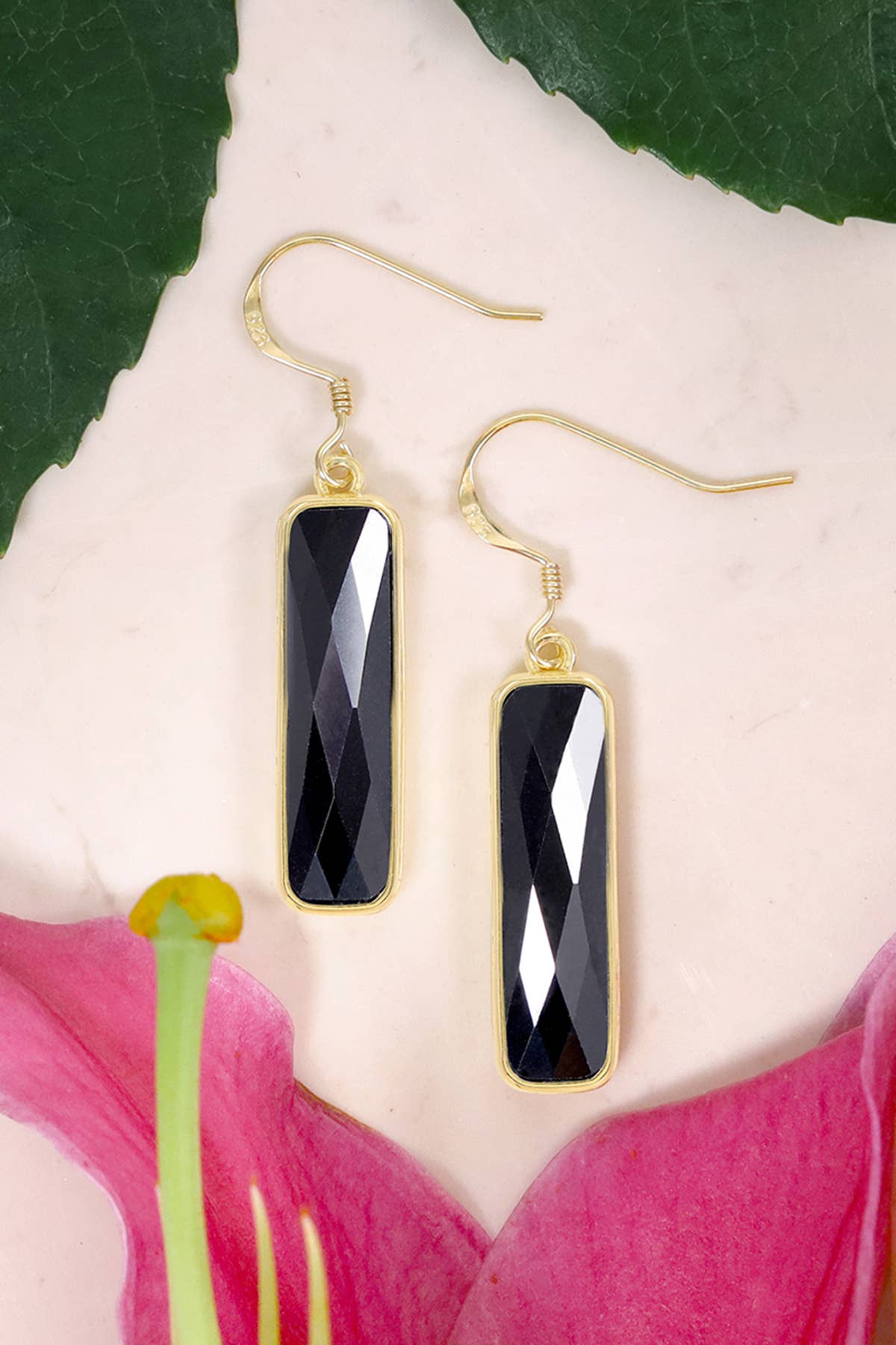 Hematite Rectangle Drop Earrings - GF