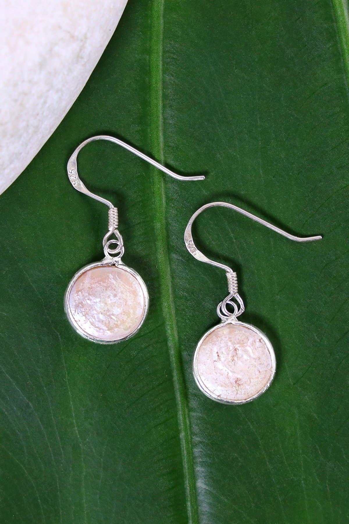 Sterling Silver & Mother Of Pearl Drop Earrings - SS