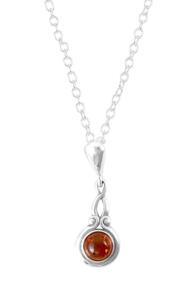 Baltic Amber & Sterling Silver Pendant Necklace - SS