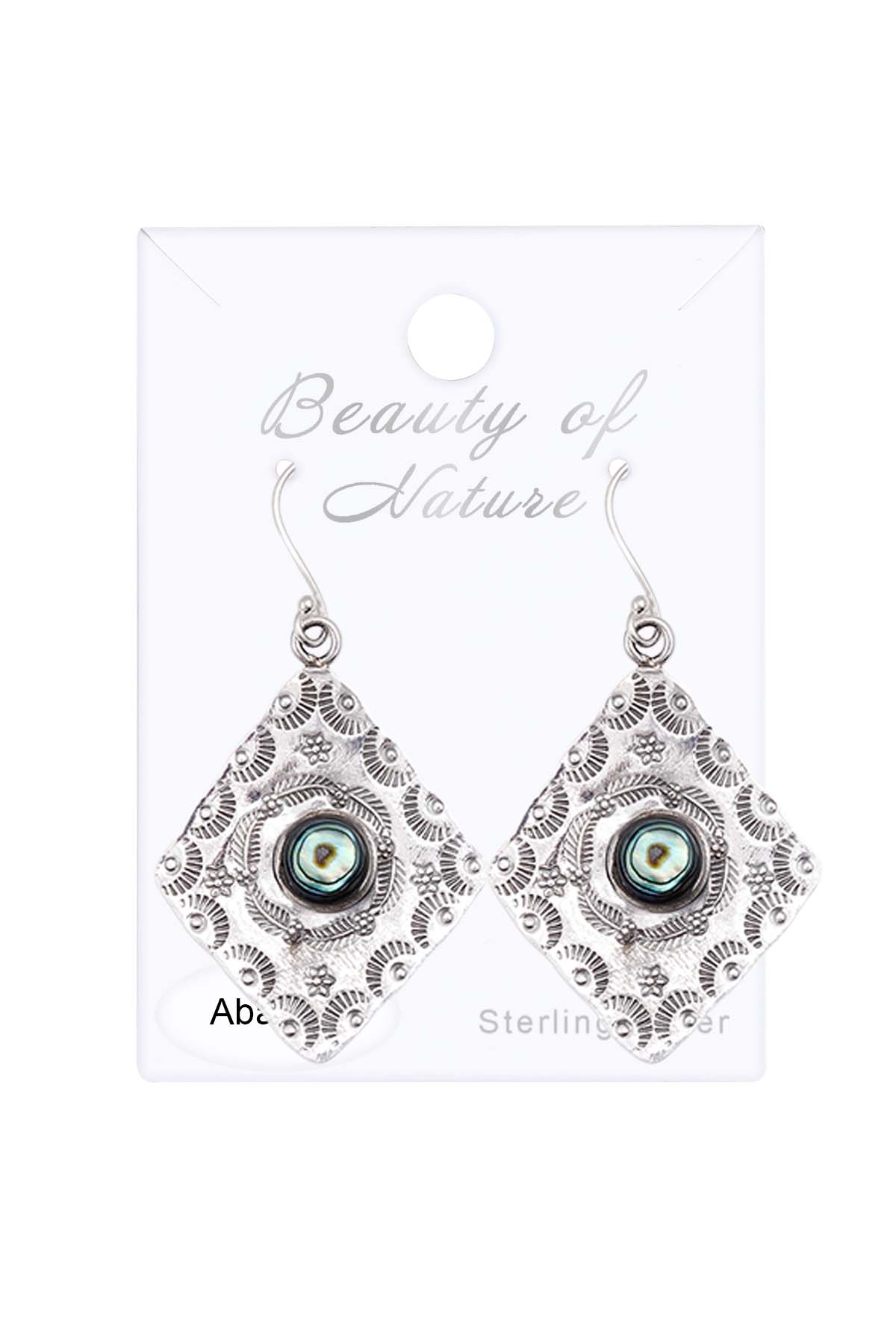 Abalone Textured Drop Earrings - SS