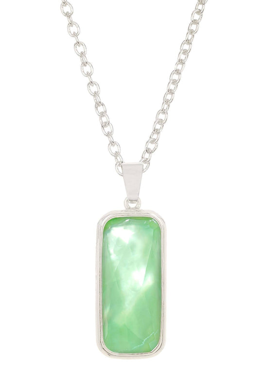 Sterling Silver Green Mother Of Pearl Necklace - SS