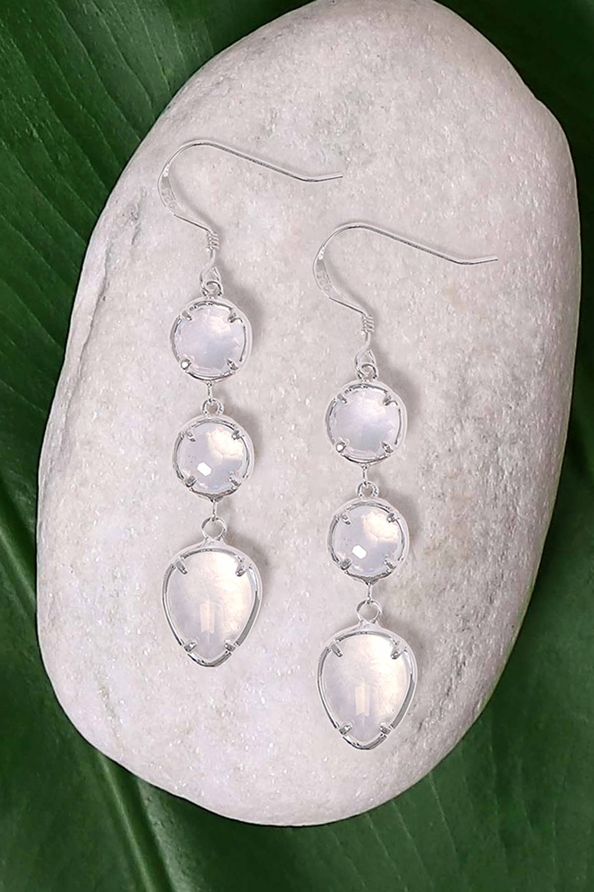 Sterling Silver & Moonstone Crystal Alicia Earrings - SS