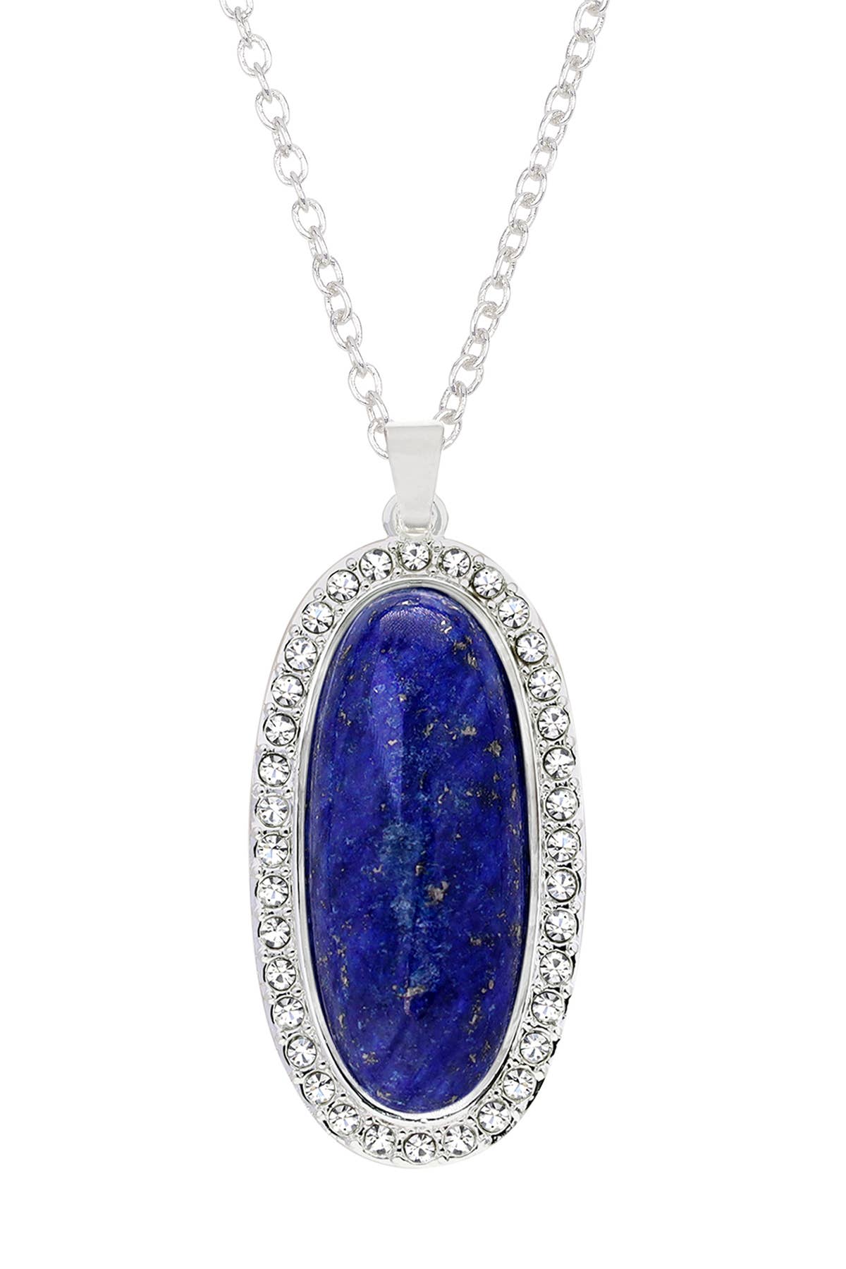 Sterling Silver & Lapis Halo Pendant Necklace - SS