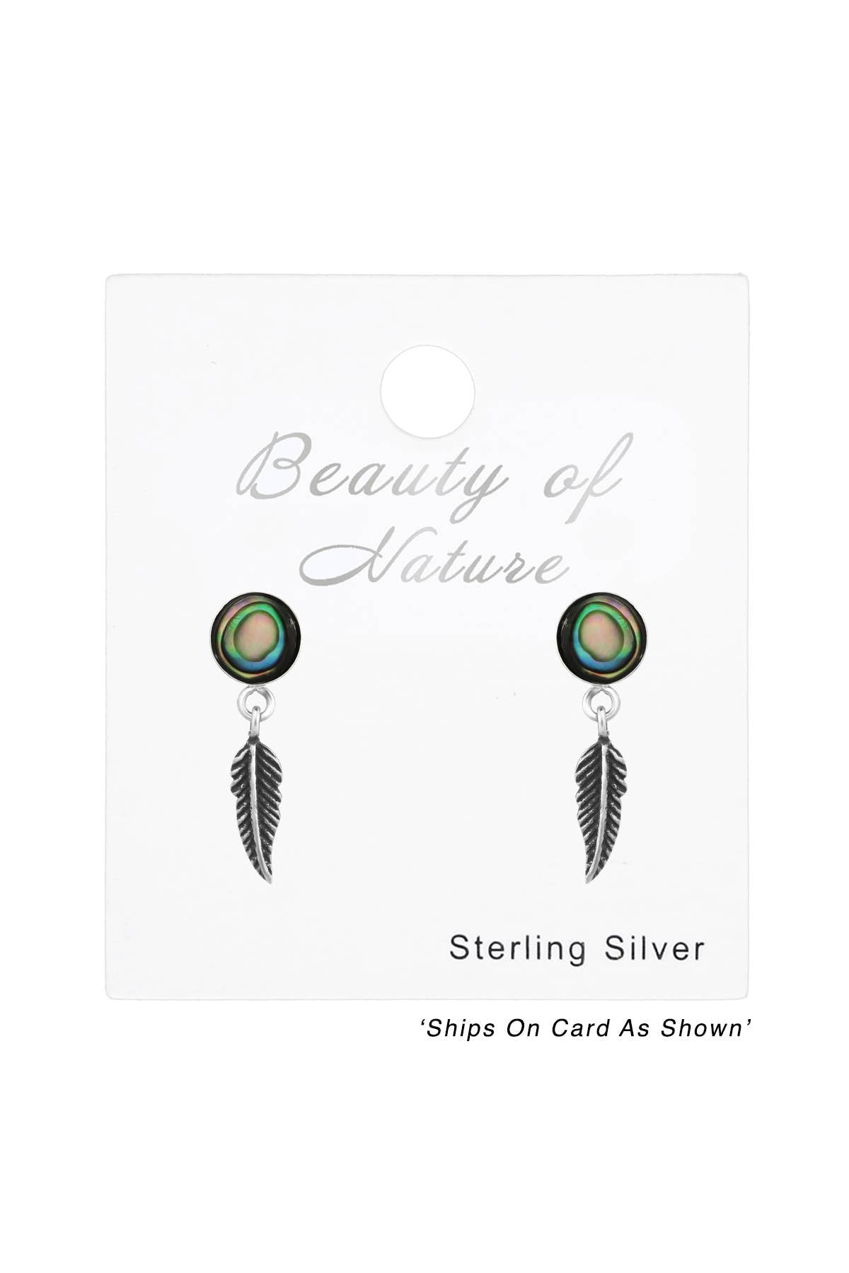 Sterling Silver Round Ear Studs & Shell/Imitation Stone - SS