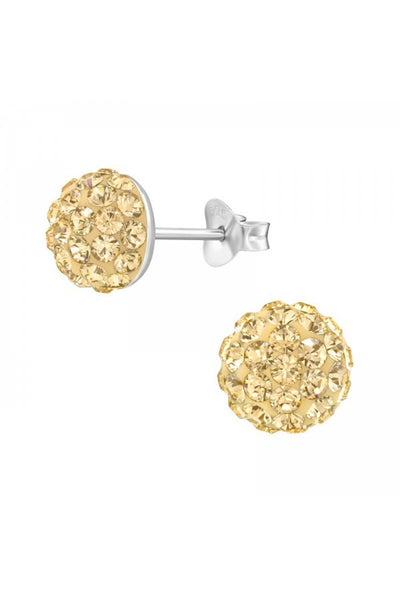 Sterling Silver Round Ear Studs & Swarovski_ Crystals - SS