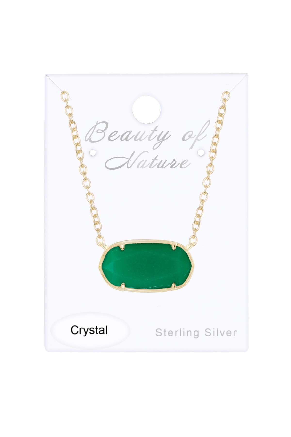 14k Vermeil & Green Chalcedony Crystal Pendant Necklace - VM