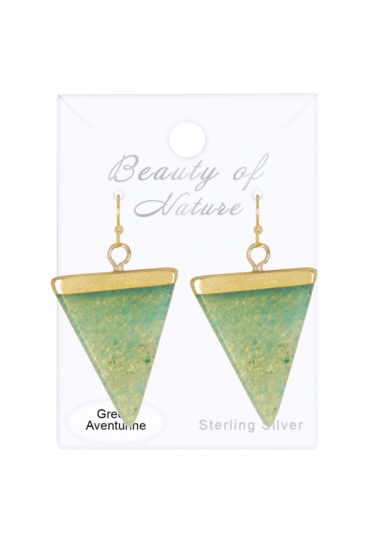 Green Aventurine Triangle Drop Earrings In Gold - GF