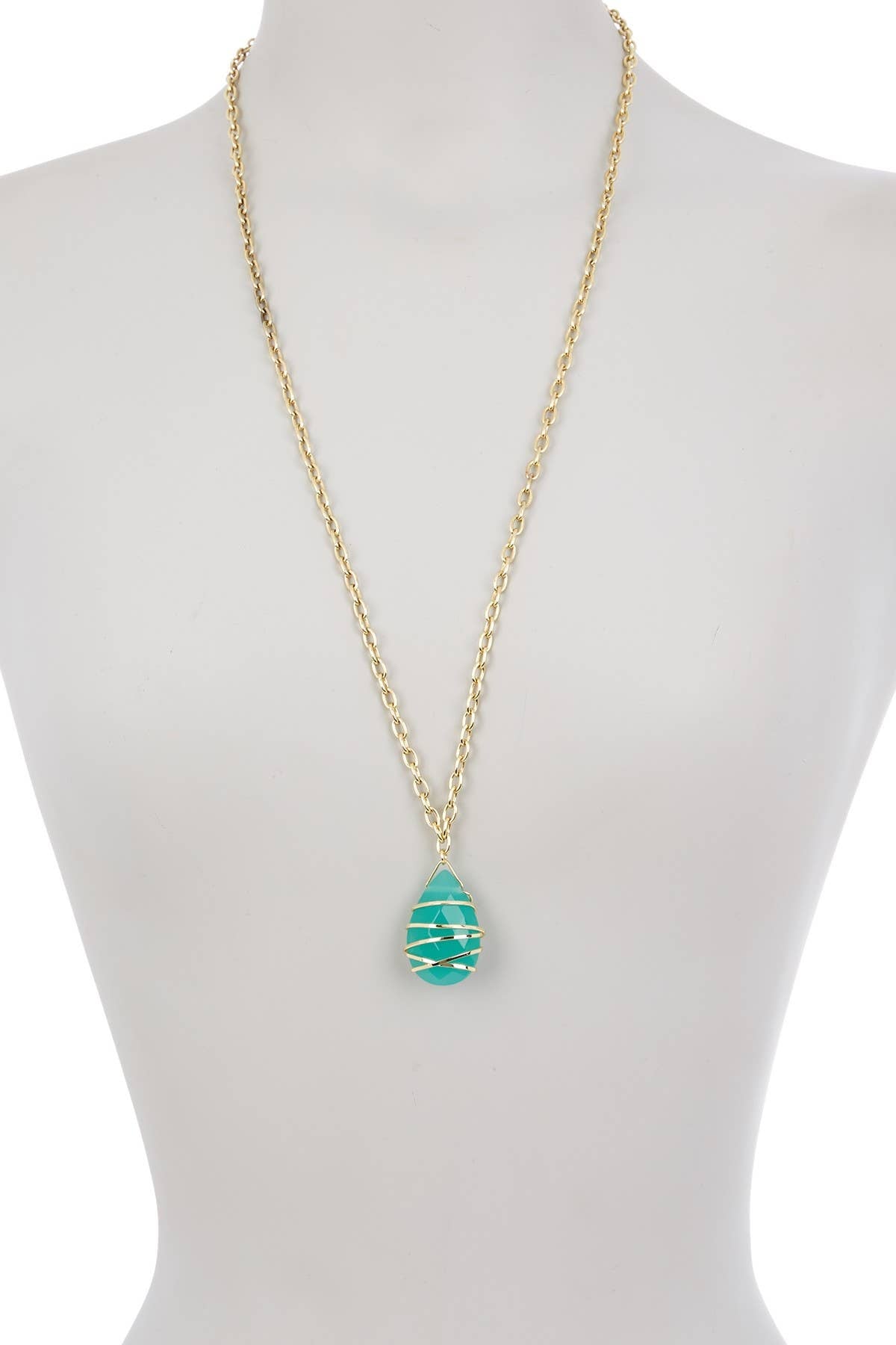 Wrapped Amazonite Crystal Pendant Necklace - GF