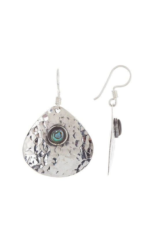 Abalone & Hammered Drop Earrings - SS
