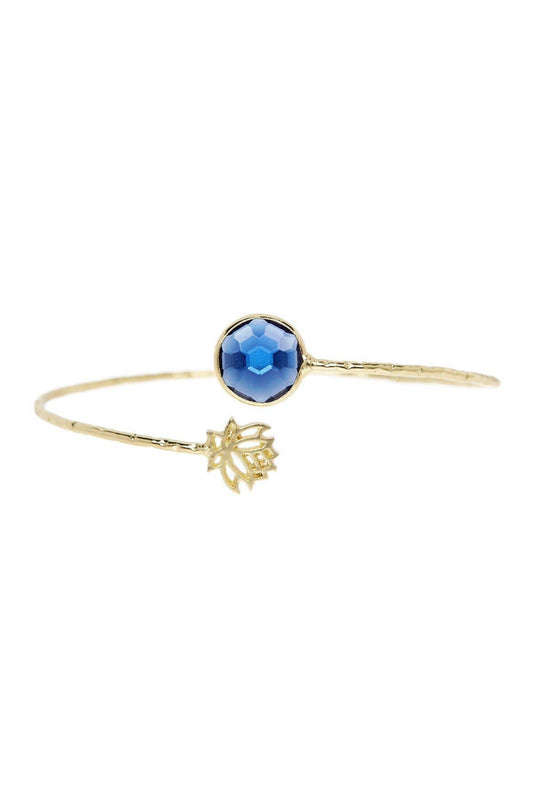 Hammered Lotus Cuff With London Blue Crystal Briolette - GF