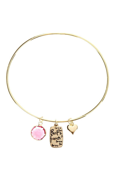 Raspberry Crystal Best Friends Sliding Charm Bracelet - GF