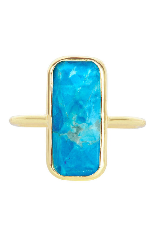 Turquoise & Gemstone Rectangle Ring - GF