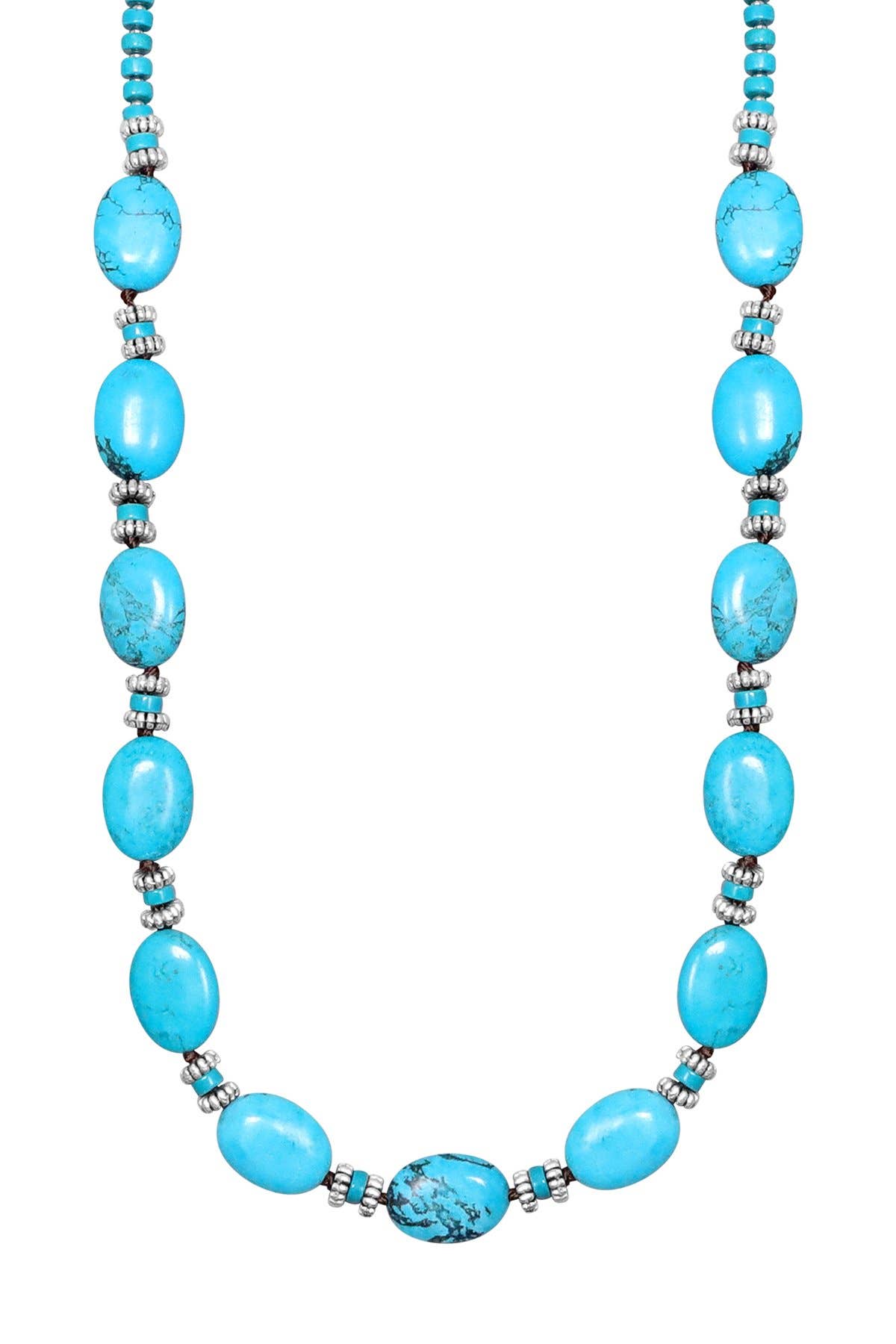 Turquoise & Silver Plated Black Hawk Necklace - SF
