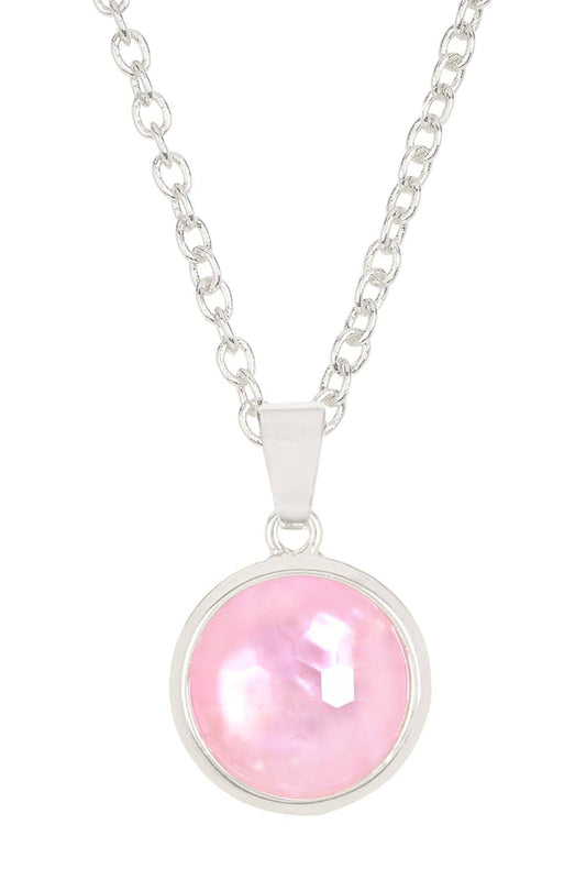 Sterling Silver & Pink Mother Of Pearl Necklace - SS