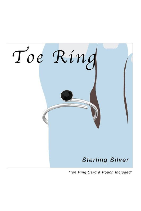 Sterling Silver Wire Adjustable Toe Ring With Crystal - SS