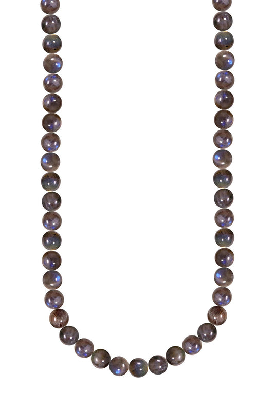 Sterling Silver & Labradorite Mala Beads Necklace - SS