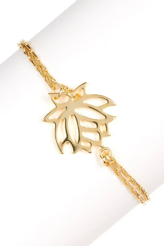 14k Gold Clad Lotus Flower Layering Bracelet - GF