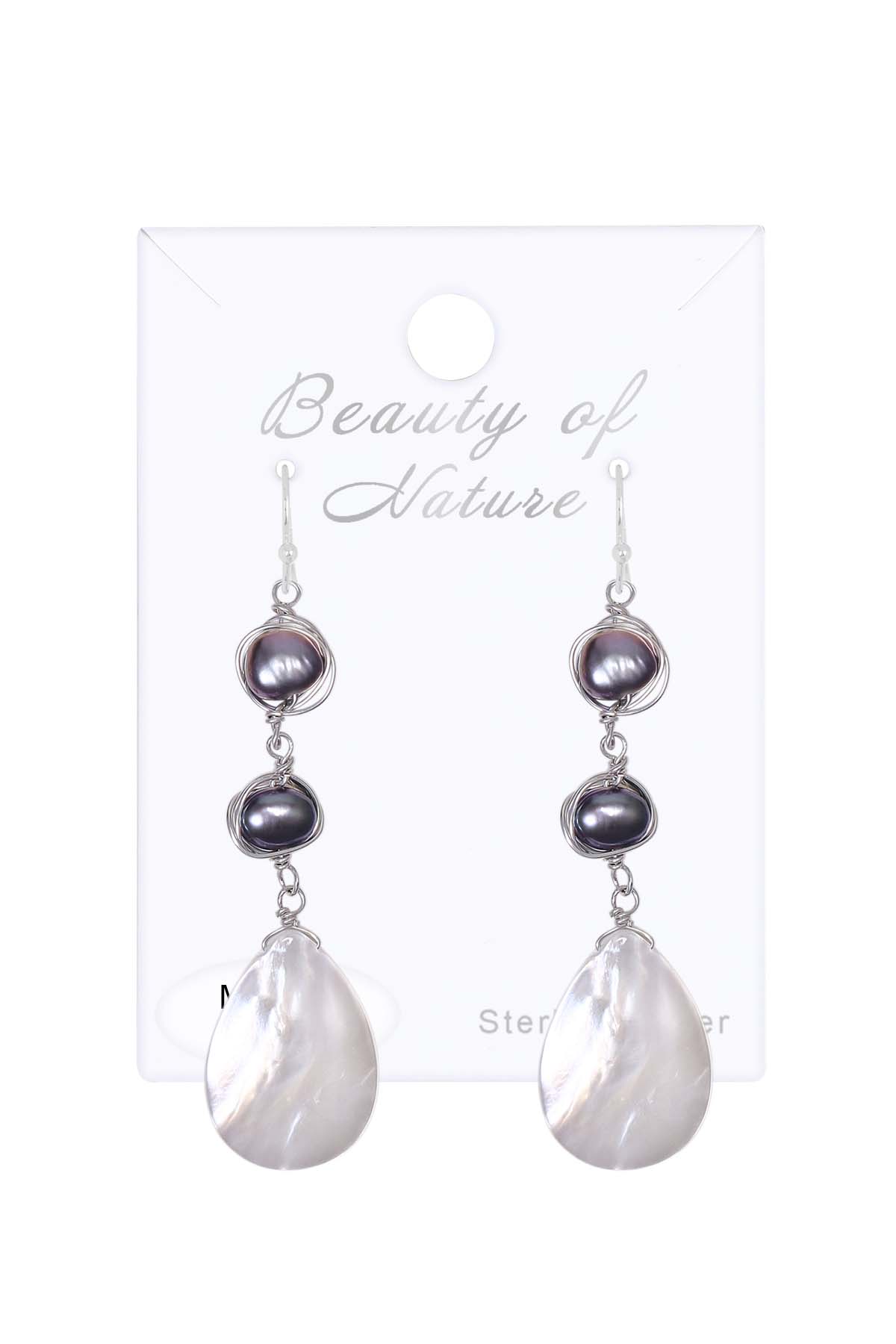 Sterling Silver Mother Of Pearl Drop Earrings - SS