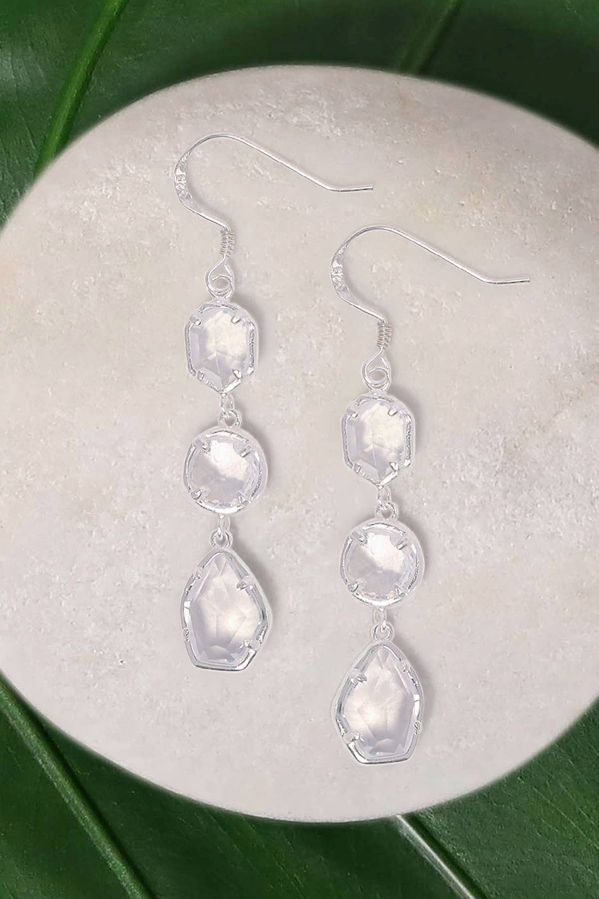 Sterling Silver & Moonstone Crystal Rachel Earrings - SS