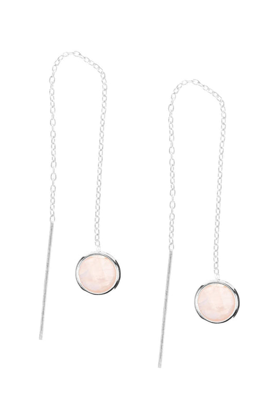Sterling Silver & Rose Crystal Threader Earrings - SS