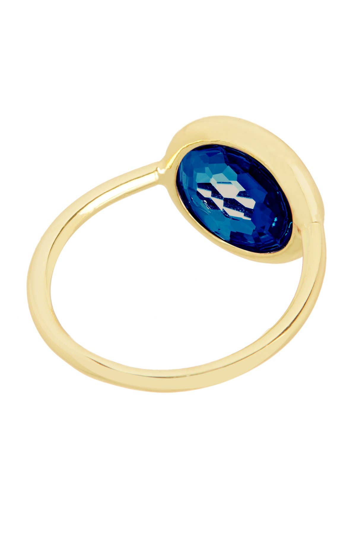 London Blue Crystal Round Ring In 14k - GF