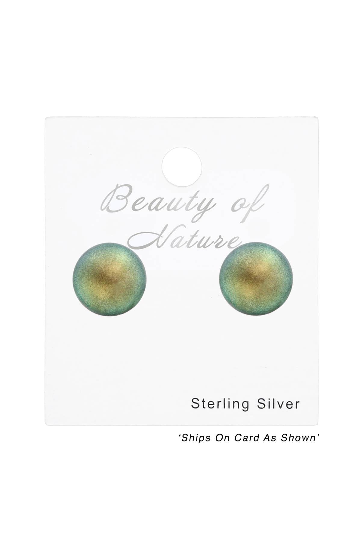 Sterling Silver Round Ear Studs With Pearl and Crystal - SS