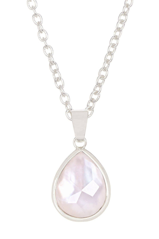 Sterling Silver & Mother Of Pearl Teardrop Necklace - SS