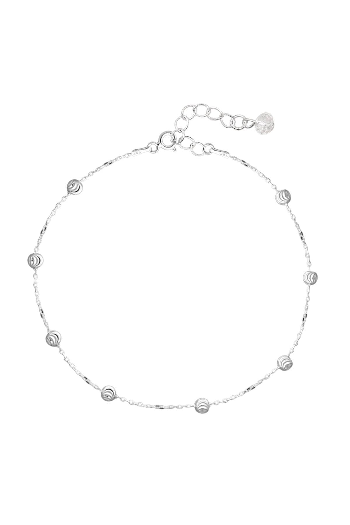 Sterling Silver Station Anklet - SS