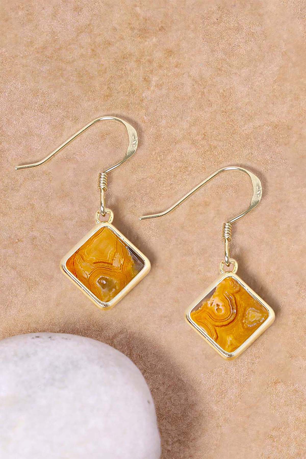 14k Vermeil & Crazy Lace Agate Rachel Drop Earrings - VM