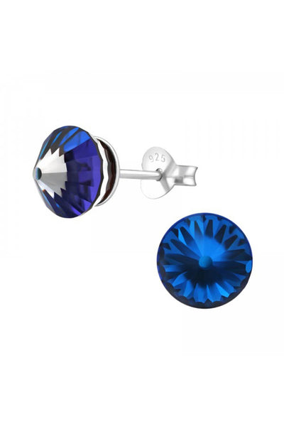 Sterling Silver Cone Ear Studs With Genuine Crystals - SS