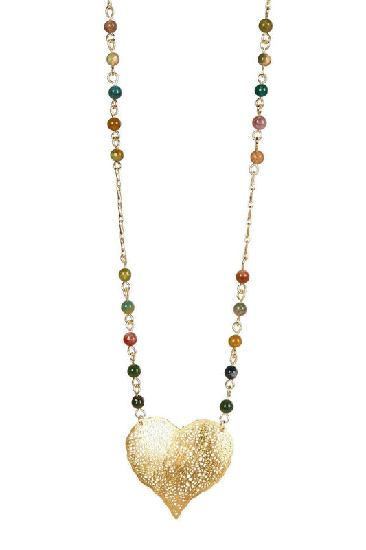Mixed Jasper & 14k Gold Filled Pendant Necklace - GF