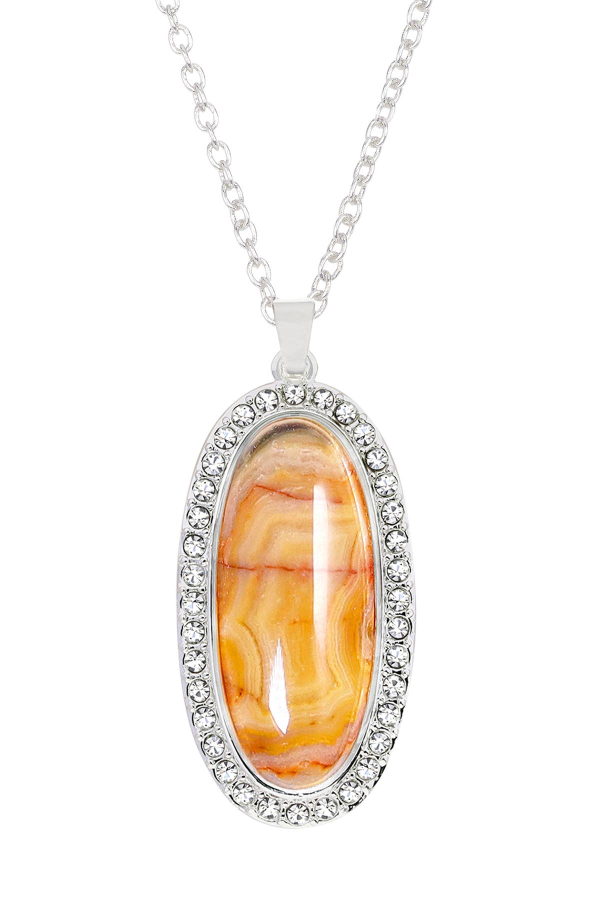 Sterling Silver & Crazy Lace Agate Pendant Necklace - SS