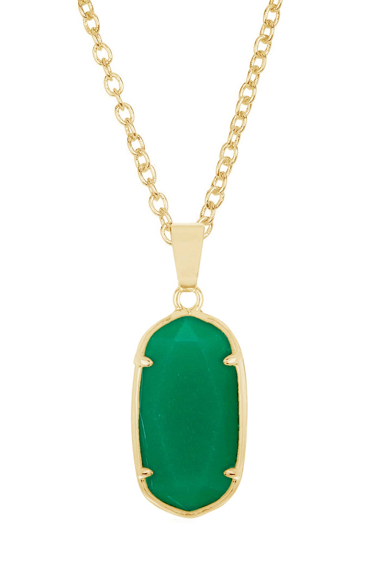 14k Vermeil & Green Chalcedony Crystal Pendant Necklace - VM
