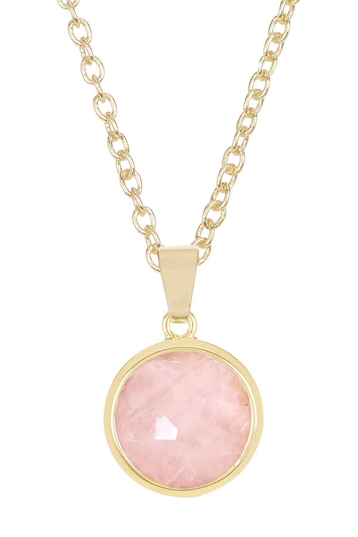 14k Vermeil & Rose Quartz Round Pendant Necklace - VM