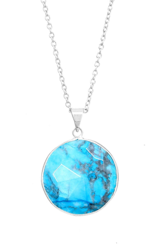 Turquoise & Sterling Silver Pendant Necklace - SS