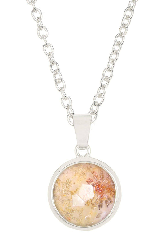 Sterling Silver & Lily Fossil Round Pendant Necklace - SS