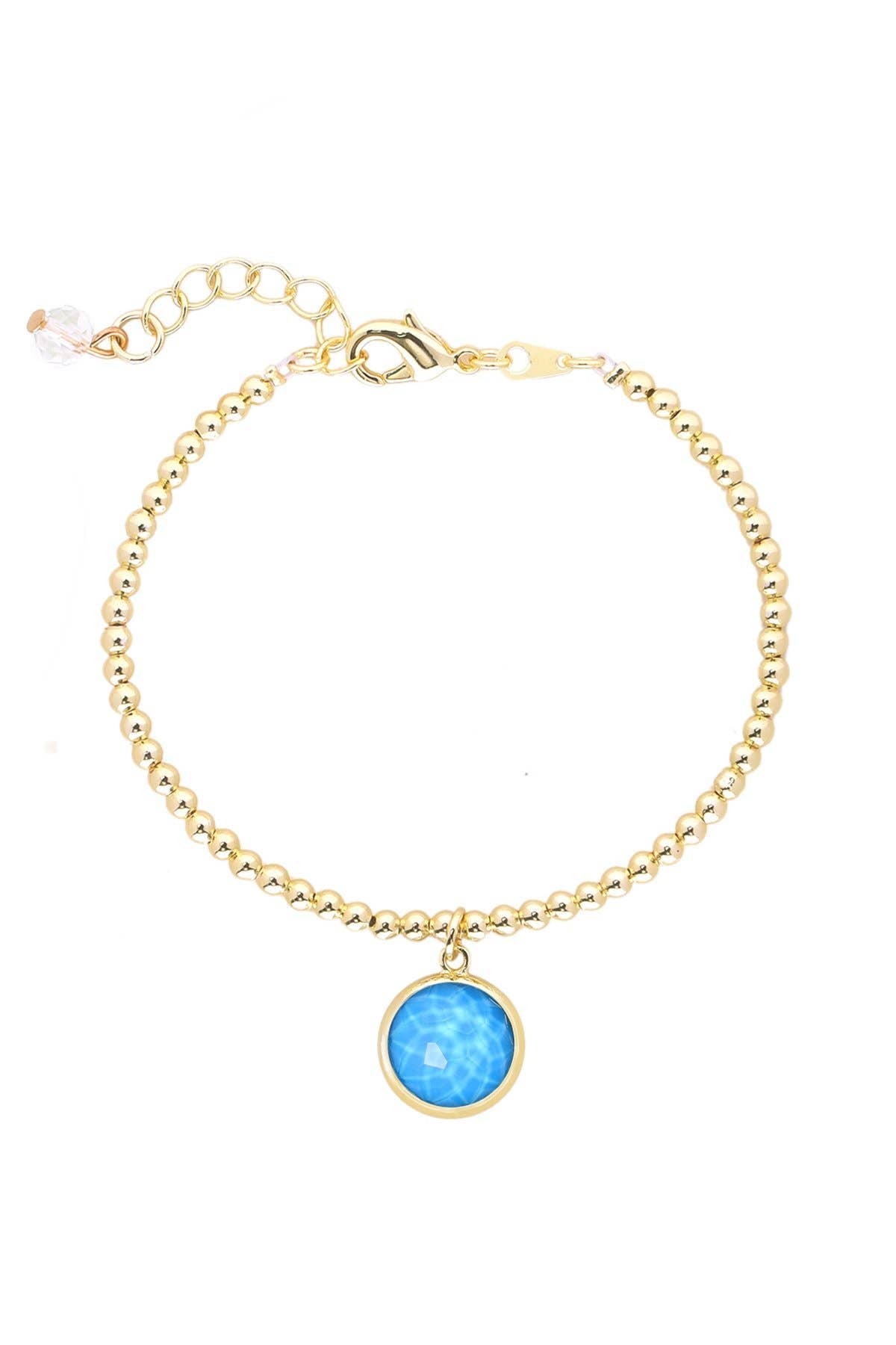 Turquoise Quartz & 14k Gold Plated Charm Bracelet - GF