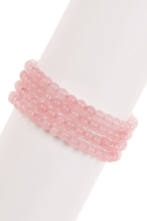 Healing Rose Quartz Muti Strand Layering Bracelet - GF