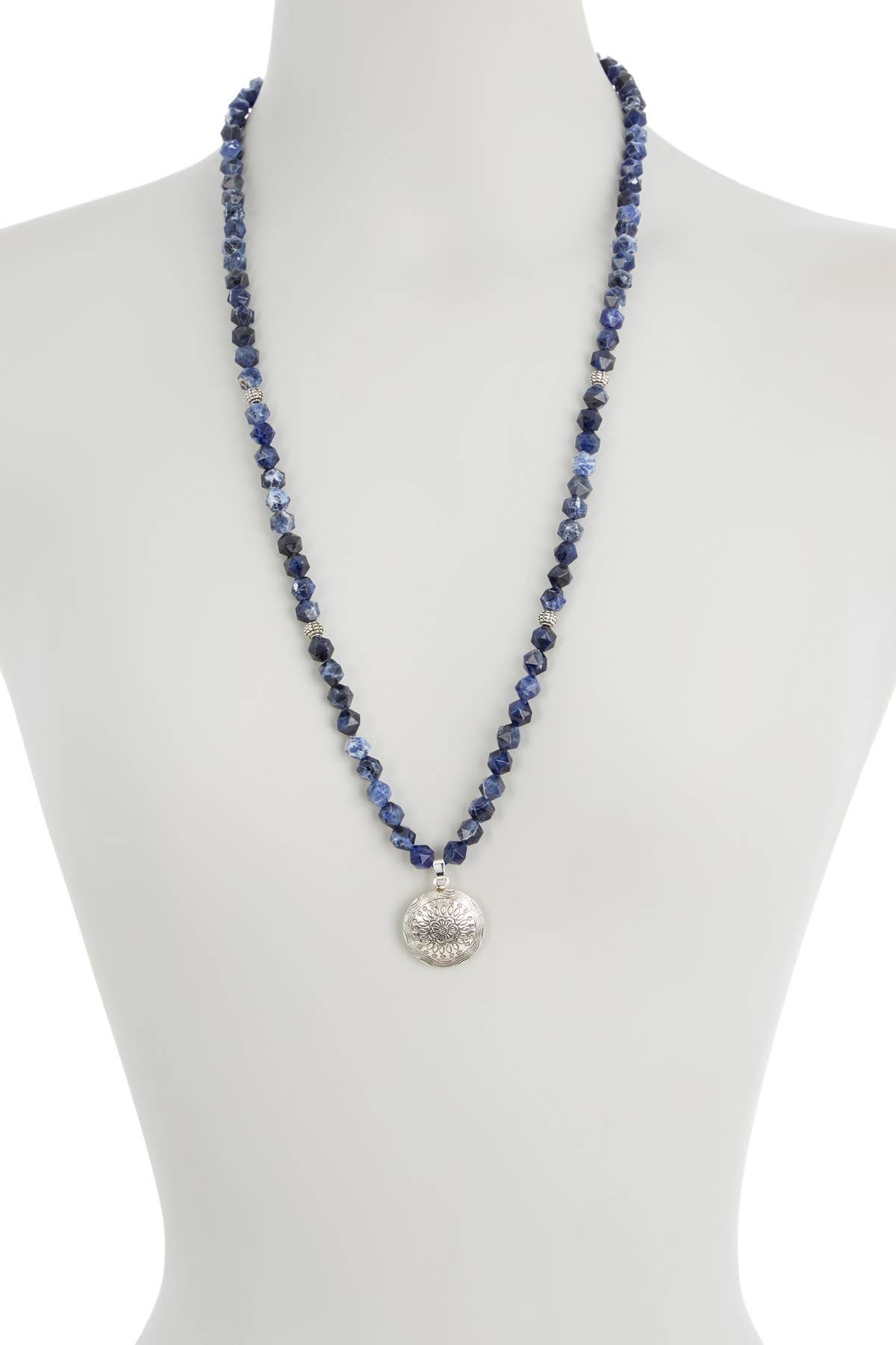 Sterling Silver & Lapis Mala Beads Necklace - SS