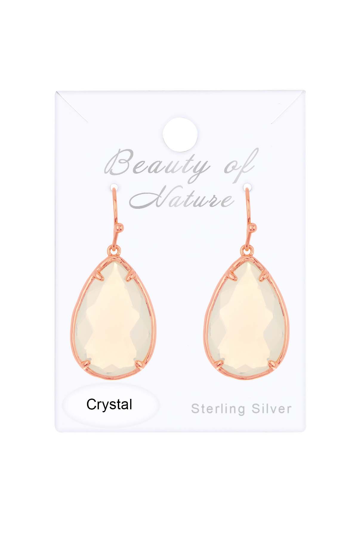 Moonstone Crystal Pear Cut Drop Earrings - RG