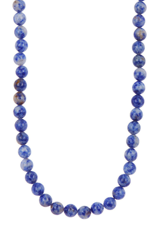 Sterling Silver & Lapis Mala Beads Necklace - SS