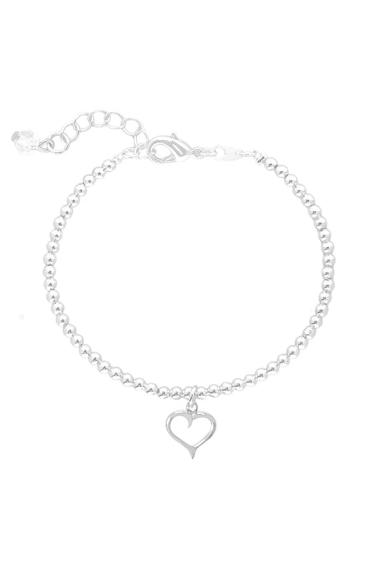Heart Charm Beaded Bracelet - SF