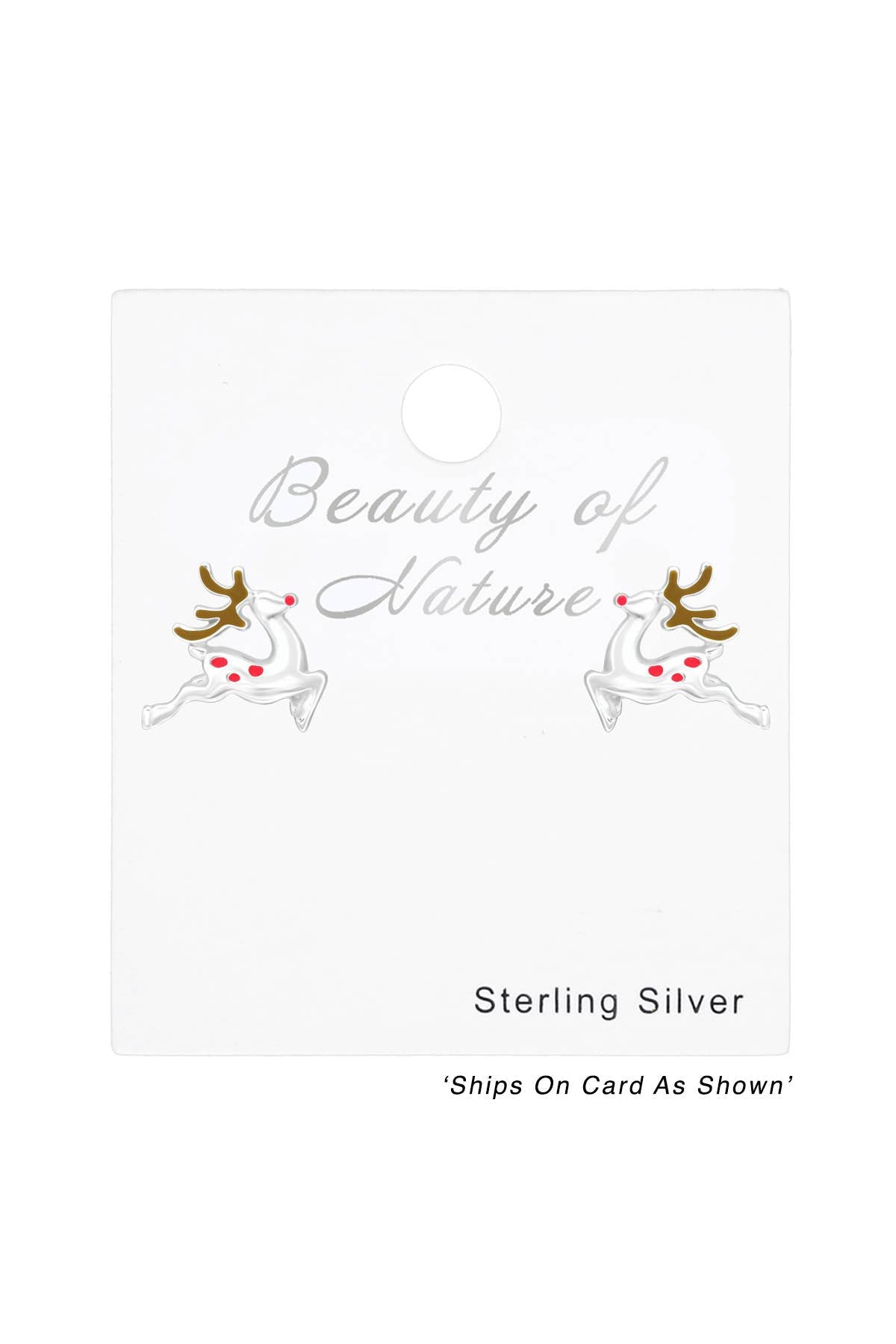 Children's Sterling Silver Reindeer Ear Studs & Epoxy - SS