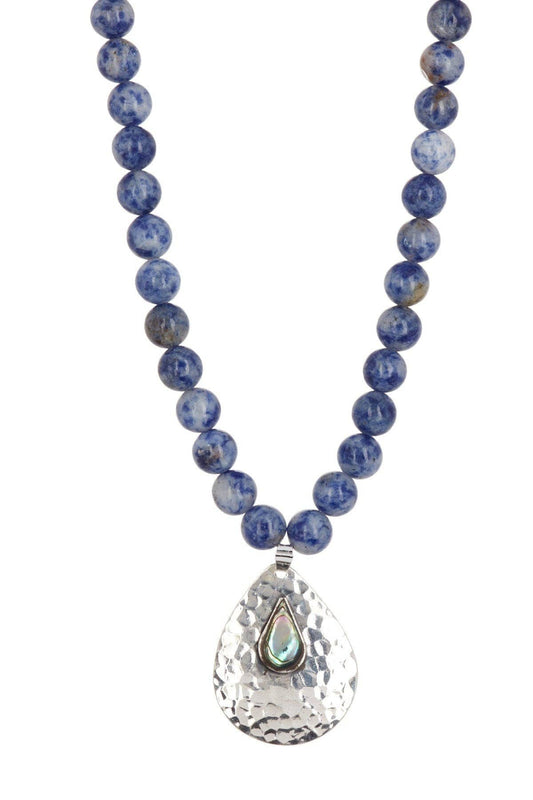 Silver Plated & Lapis Mala Prayer Beads Necklace - SS