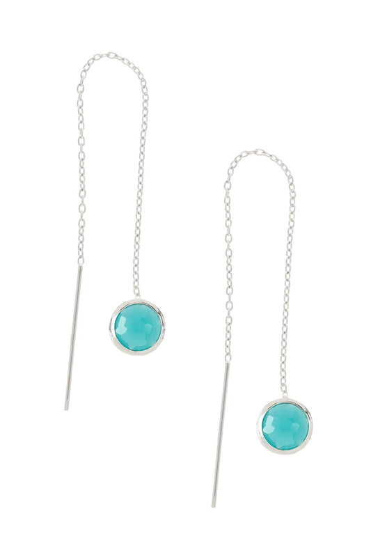 Sterling Silver & Amazonite Crystal Threader Earrings - SS