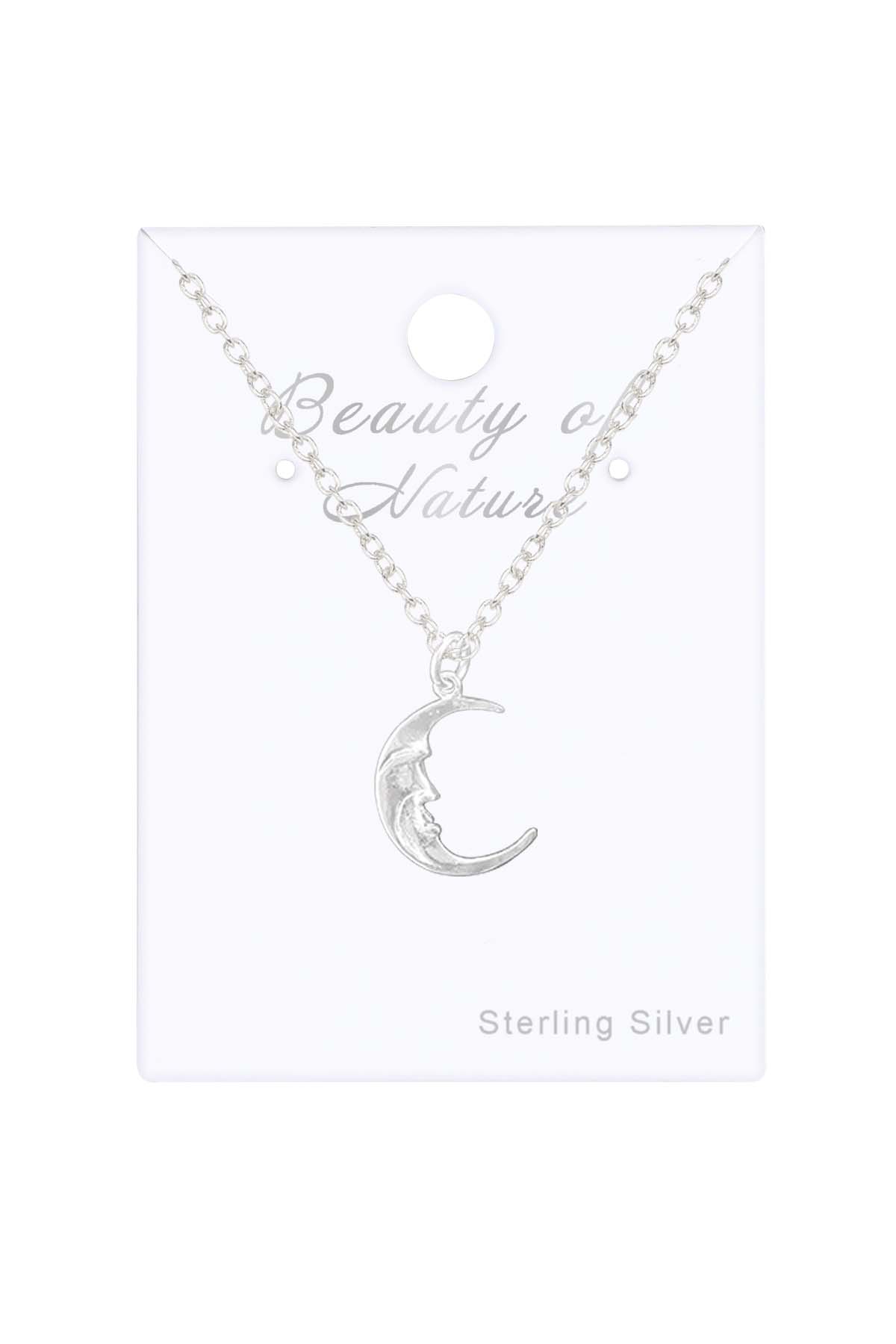 Sterling Silver Man In The Moon Charm Necklace - SS