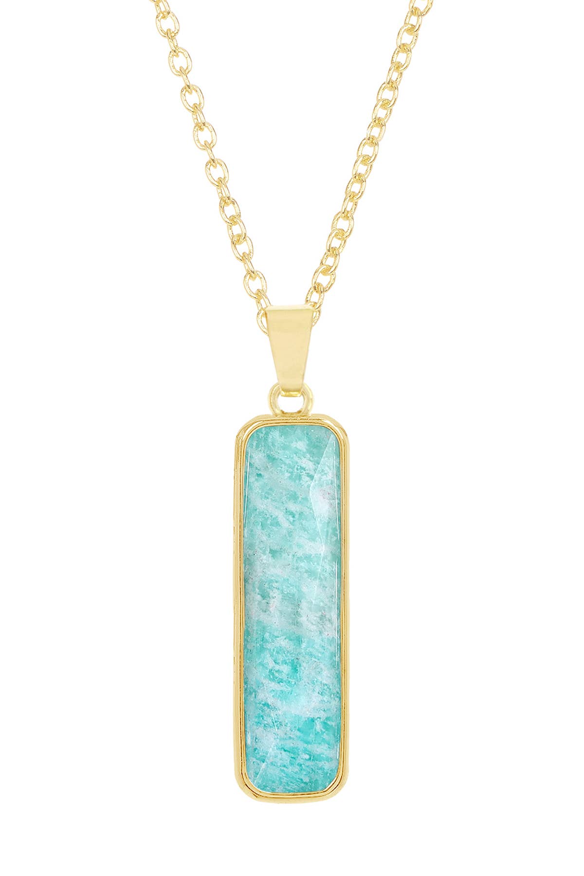 Amazonite Rectangle Pendant Necklace - GF