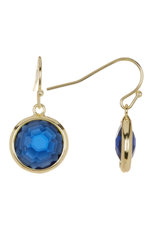 14k Vermeil & London Blue Crystal Round Drop Earrings - VM